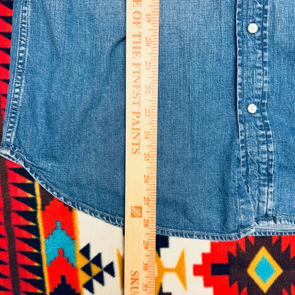 Ralph Lauren Purple Label Denim Western Shirt Large Blue Faded Wash Pearl Snap - Picture 8 of 11